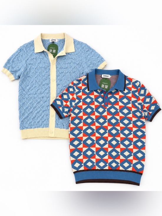 OXKnit Other - OXKNIT Retro Knit Polo Shirts Lot 2 Size L NWT 60s 70s Mod